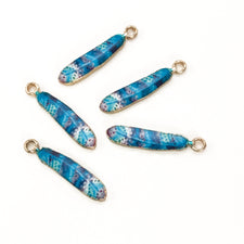 enamel and allow jewelry charms shaped like blue feathers