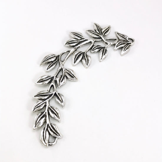 Extra Large Leafy Branch Connector Pendant Charm Silver Tone, 87mm