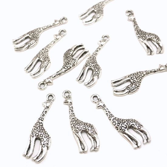 silver colour giraffe charms for making jewelry