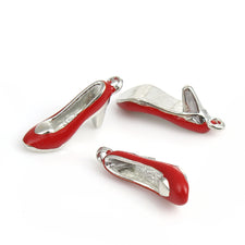 Red High Heel Shoe Enamel Pendant Charms, 22mm - 5 pack