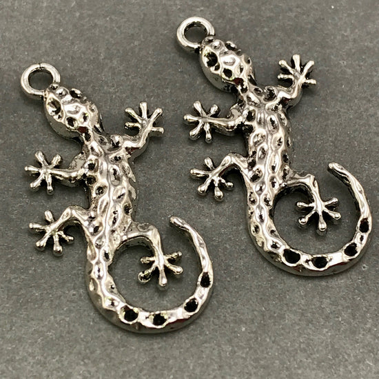2 silver colour lizard jewelry pendants