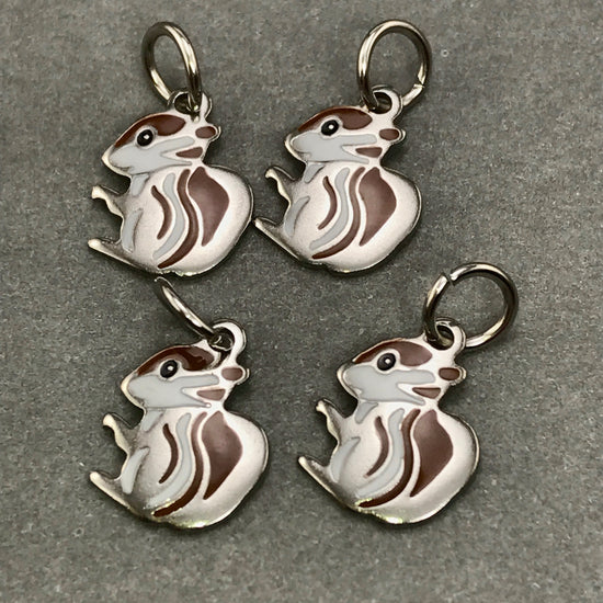 four stainless steel squirrel shaped jewerly charms