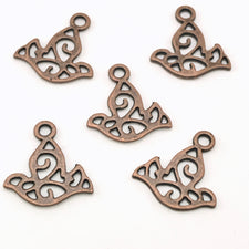 red copper jewelry charms shaped like birds