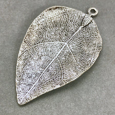 large leaf shaped silver pendant for jewelry making