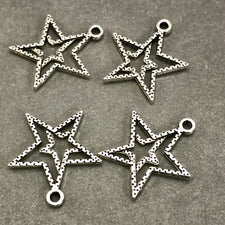 antique silver double star jewelry charms