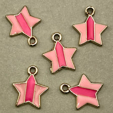 five pink striped star shaped jewelry charms
