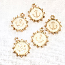 5 gold and beige anchor design jewelry charms