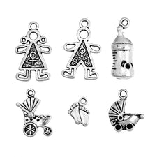 6 jewelry charms that are baby themed shapes