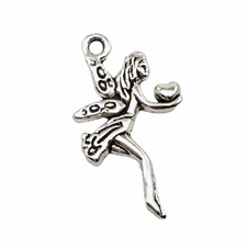 jewelry charm of a fairy holding a heart