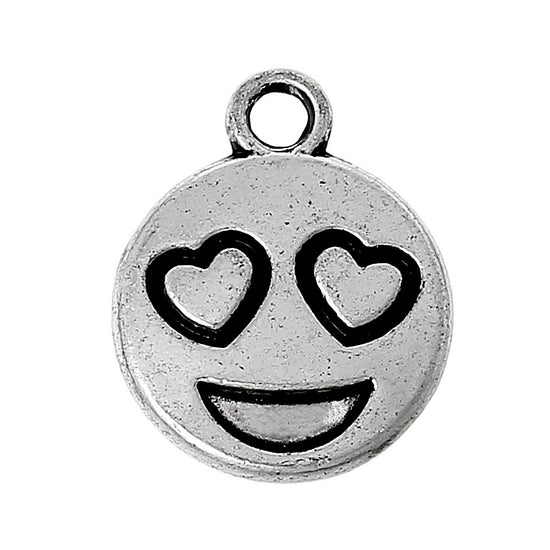 happy face round jewerly charm