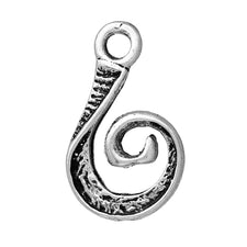 antique silver hook shaped jewelry charm