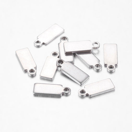 10 silver color rectagle jewelry charms