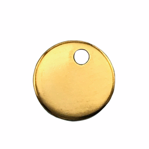 round gold color jewelry stamping tag with drilled hole