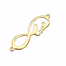 gold colour infinity design connector pendant with the word love