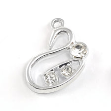 shiny silver swan shaped jewelry charm