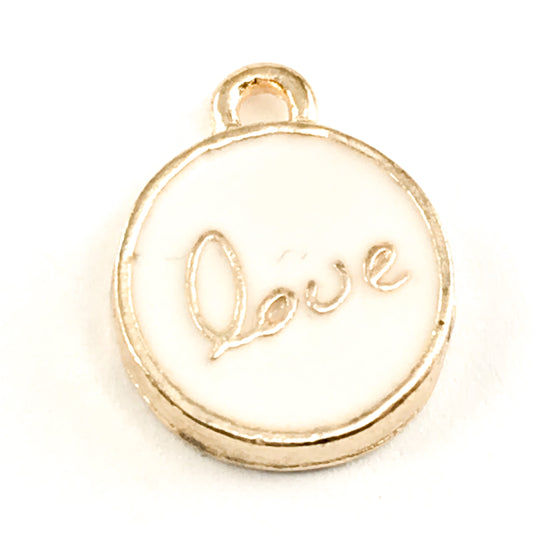 Enamel Love Charms For Jewelry Making, 15mm - 5 pack