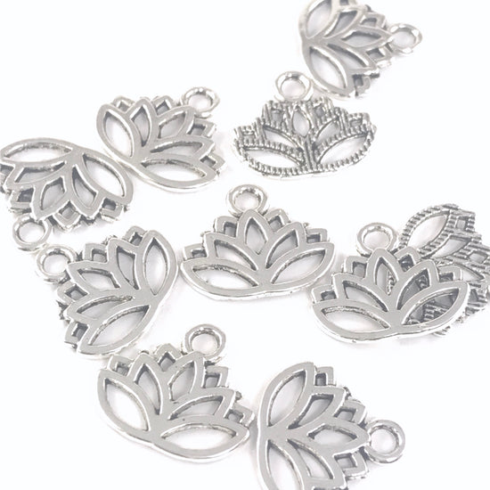 Lotus Flower Jewelry Pendant Charms, 17mm - 10 pack