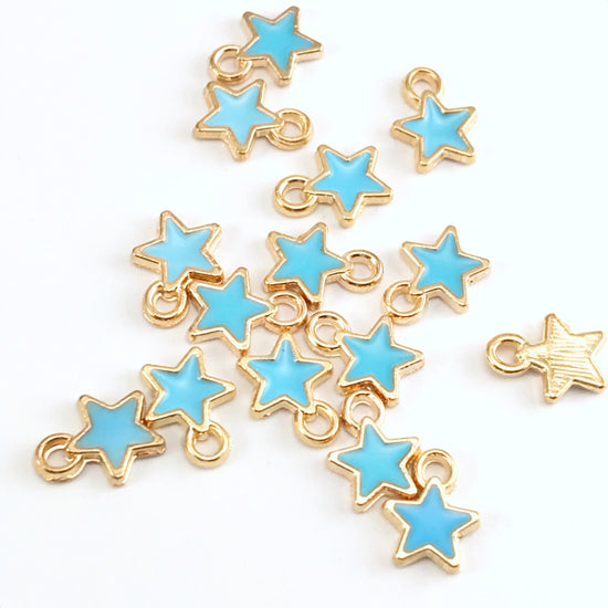 Enamel Blue Star Charms For Jewelry Making, 6mm 15 pack – Easy