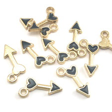 black and gold colour jewerly charms shaped like arrows