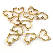gold heart shaped jewerly charms
