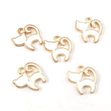 white and  gold colour jewerly charms that look like cats