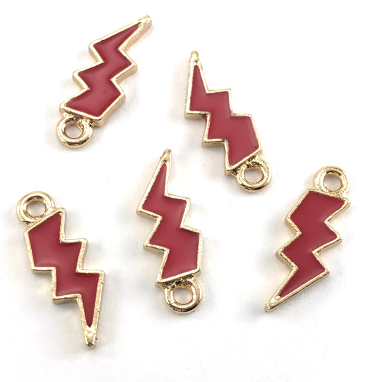 red and gold lightning shaped jewerly charms