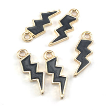 black and gold lightning shaped jewerly charms
