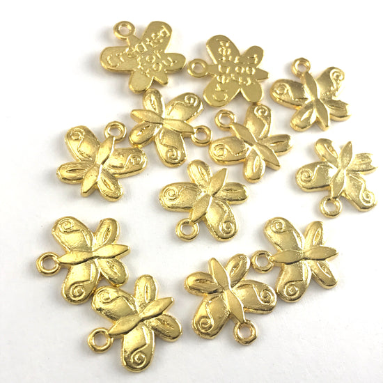 gold colour butterfly shaped jewerly charms