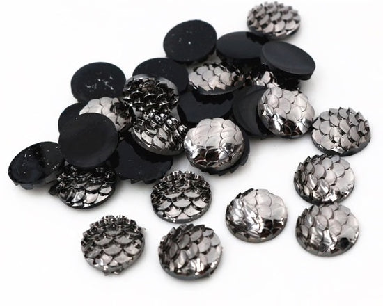 grey jewelry cabochons with fish scale look