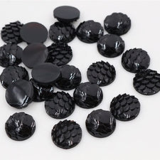 black jewelry cabochons with fish scale look