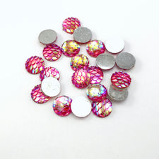 pink cabochons with fish scale look
