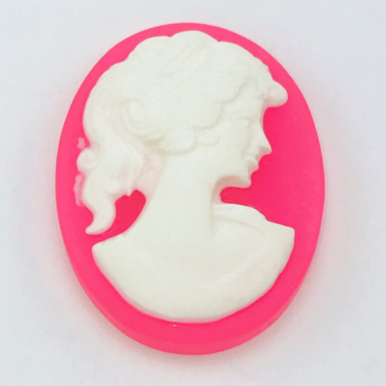 large pink and white cameo style cabochon