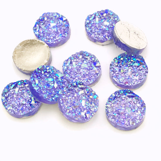 purple sparkly resin cabochons