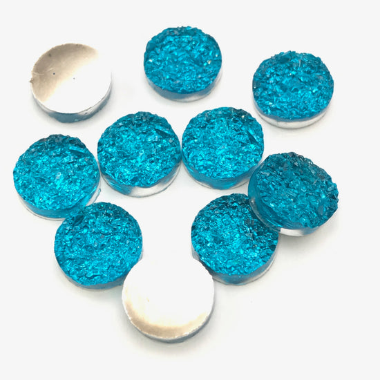 Blue/Green sparkly resin cabochons