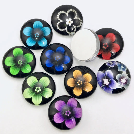 ten 12mm flower pattern jewelry cabochons