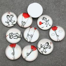 12mm cabochons with couple drawing patterns