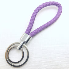 key chain with purple rope loop and silver key rings