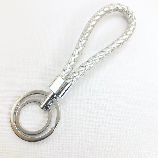key chain with silver rope loop and silver key rings