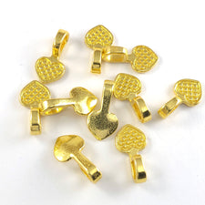 gold colour heart shaped glue on bails