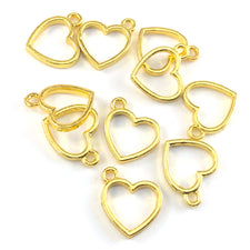 10 gold colour heart shaped jewerly charms