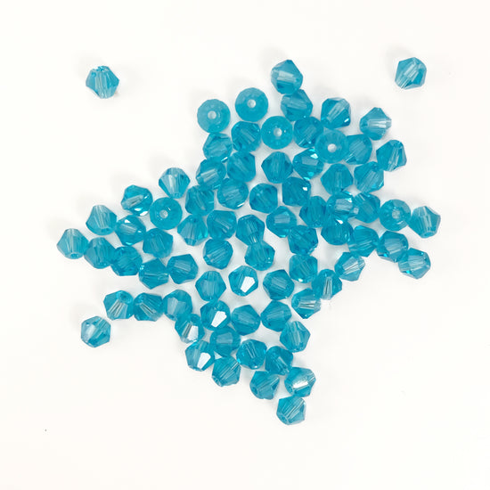 aquamarine blue bicone shaped glass jewelry beads