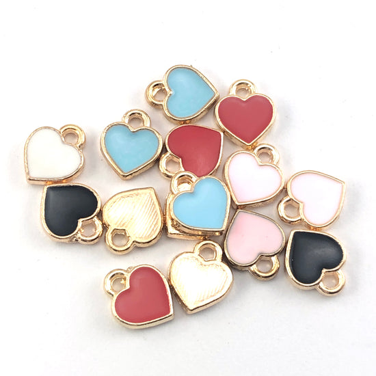 Heart shaped jewrely charms in mixed colours