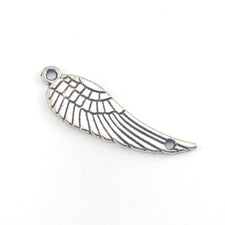 Antique Silver Wing Connector Pendant Charms, 30mm - 10 pack