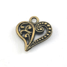 bronze heart shaped jewerly charm
