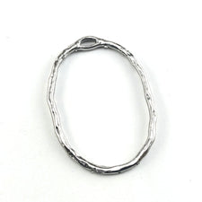 silver oval shaped open bezel pendant