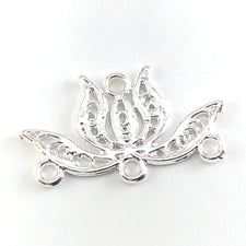 silver connector charms shaped llike lotus flowers