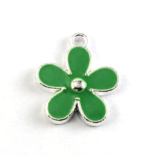 green and silver flower shaped jewerly charm