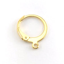 gold colour earring hoop with lever closure and a loop for attaching charms