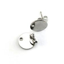 silver colour earring studs with ear nut backing