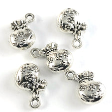silver colour jewerly charms shaped like money bags